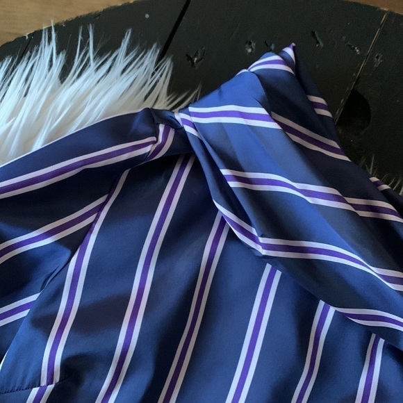 BANANA Republic Long-sleeve One Shoulder Striped Blouse - Purple/Navy Combo - Picture 5 of 13